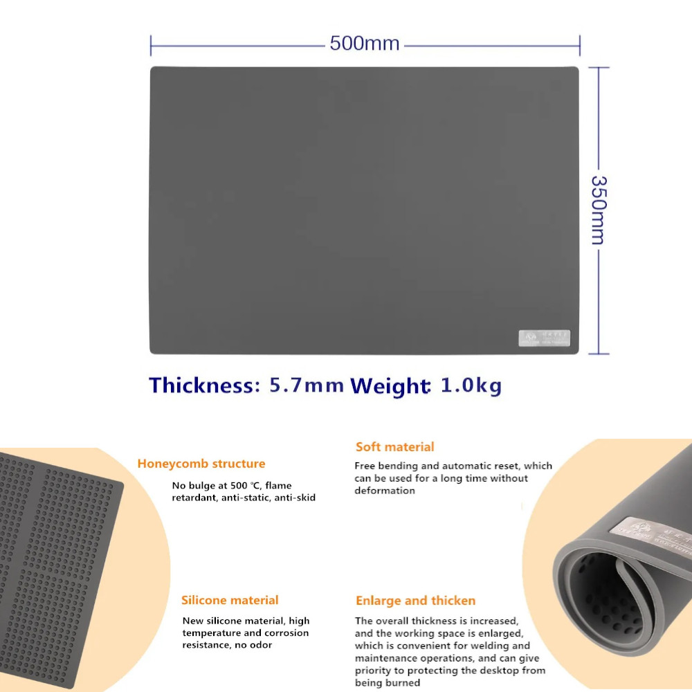 Electronics Repair Team - OSS Graue Anti-Verbrühungs-Silikonmatte 500*350*5,7mm für Handy
